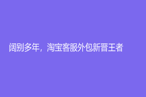 阔别多年，淘宝客服外包新晋王者