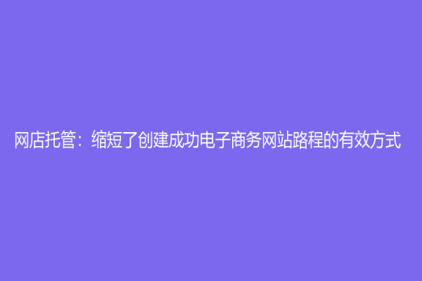 网店托管：缩短了创建成功电子商务网站路程的有效方式