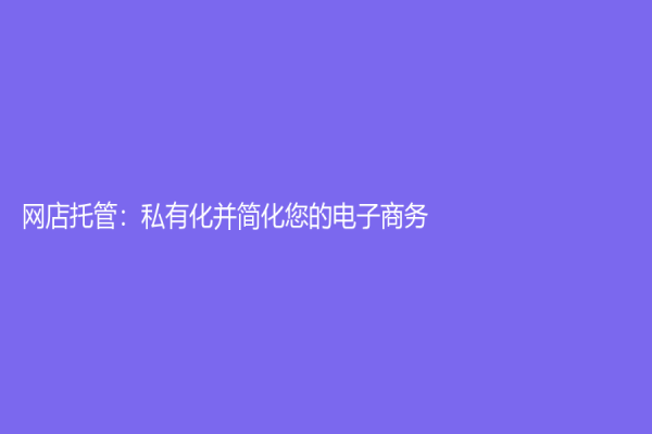 网店托管：私有化并简化您的电子商务