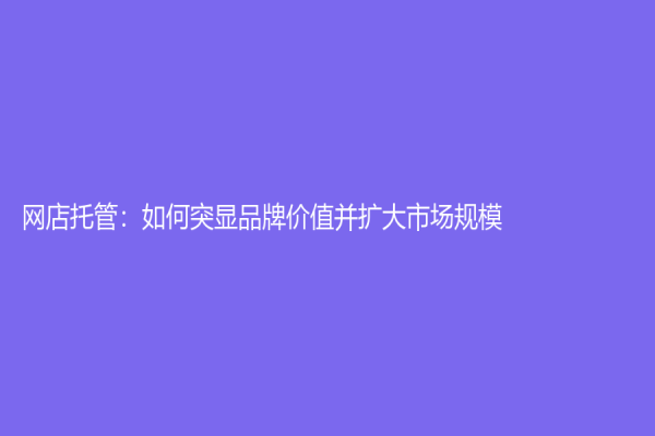 网店托管：如何突显品牌价值并扩大市场规模