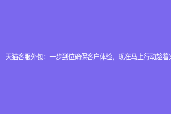 天猫客服外包：一步到位确保客户体验，现在马上行动趁着火热