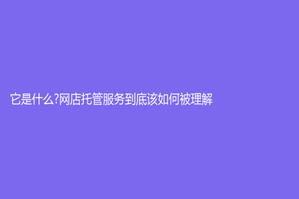 它是什么?网店托管服务到底该如何被理解？