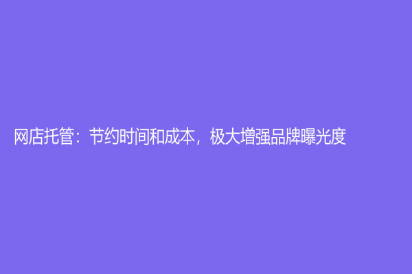 网店托管：节约时间和成本，极大增强品牌曝光度