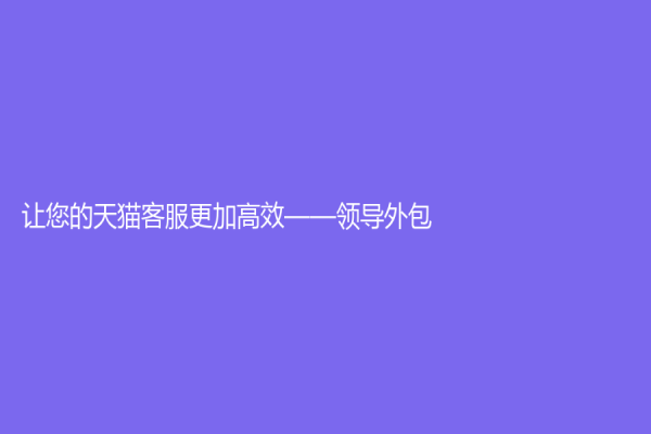 让您的天猫客服更加高效——领导外包