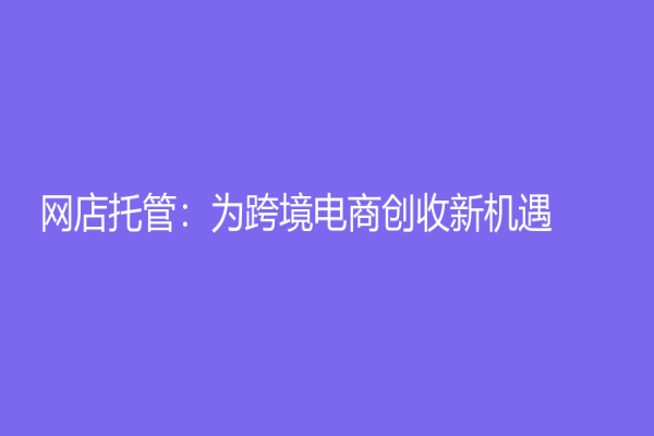网店托管：为跨境电商创收新机遇