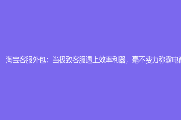 淘宝客服外包：当极致客服遇上效率利器，毫不费力称霸电商