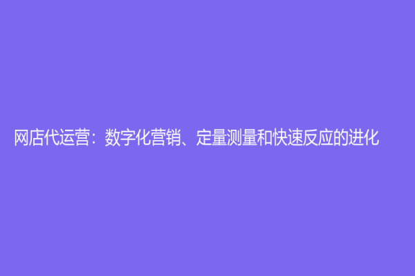 网店代运营：数字化营销、定量测量和快速反应的进化