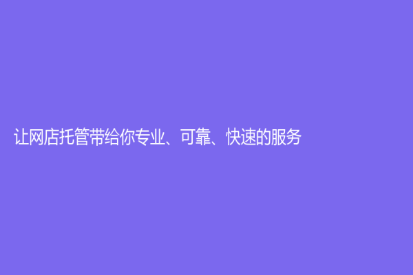 让网店托管带给你专业、可靠、快速的服务