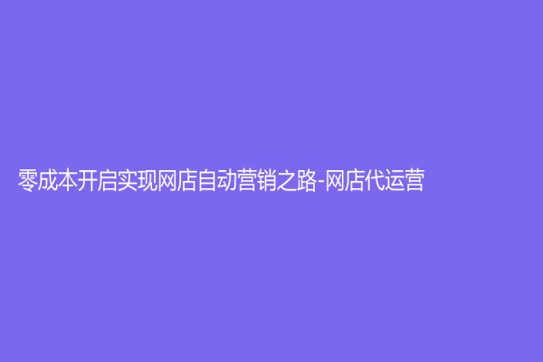 零成本开启实现网店自动营销之路-网店代运营