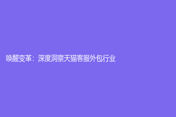 唤醒变革：深度洞察天猫客服外包行业