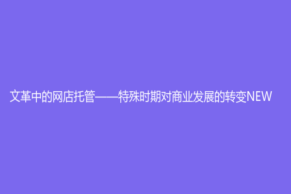 文革中的网店托管——特殊时期对商业发展的转变NEW