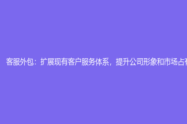 客服外包：扩展现有客户服务体系，提升公司形象和市场占有率