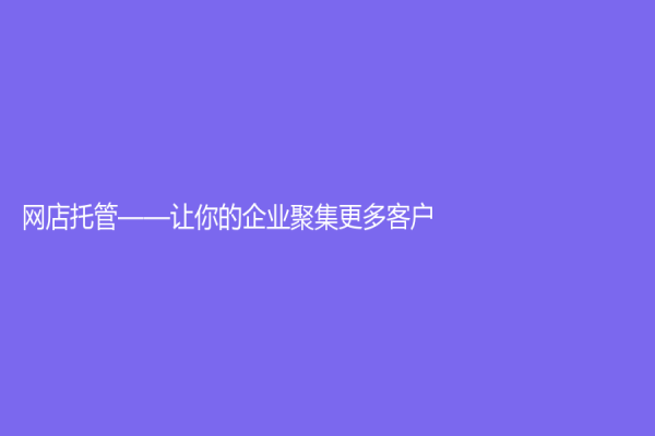 网店托管——让你的企业聚集更多客户！