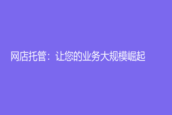 网店托管：让您的业务大规模崛起