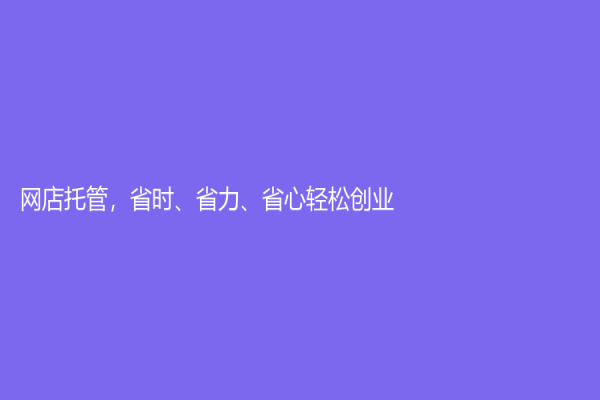 网店托管，省时、省力、省心轻松创业！