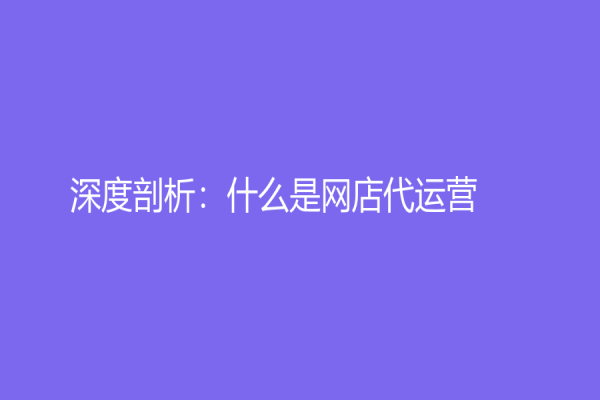 深度剖析：什么是网店代运营？如何帮助商家实现更高利润？
