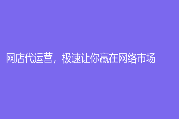 网店代运营，极速让你赢在网络市场！