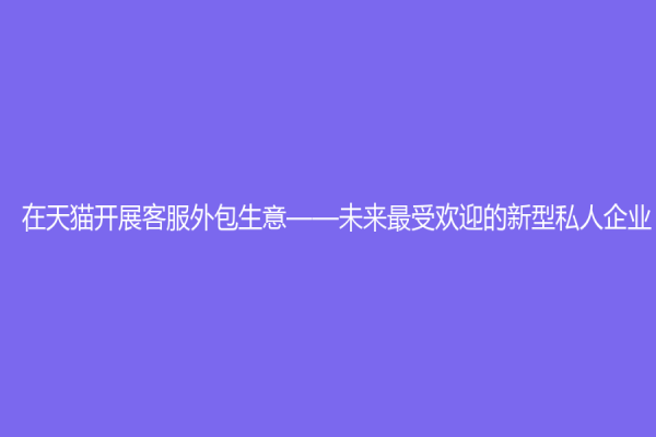 在天猫开展客服外包生意——未来最受欢迎的新型私人企业