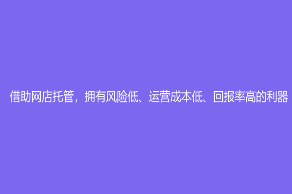 借助网店托管，拥有风险低、运营成本低、回报率高的利器