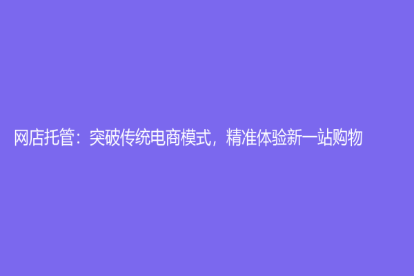 网店托管：突破传统电商模式，精准体验新一站购物