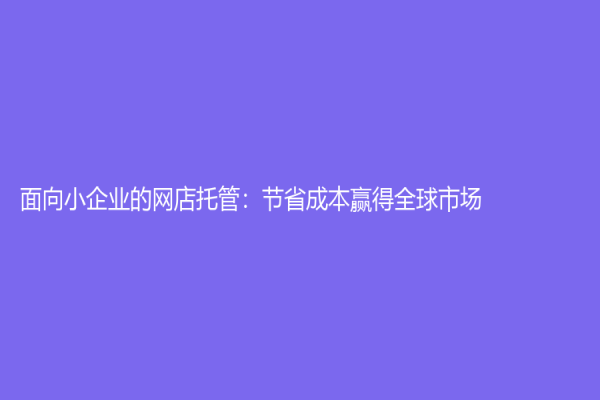 面向小企业的网店托管：节省成本赢得全球市场